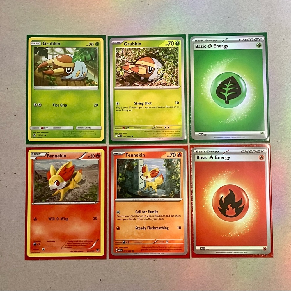 4x Grass / Fire Pokémon Cards 🍃🐛🔥🦊